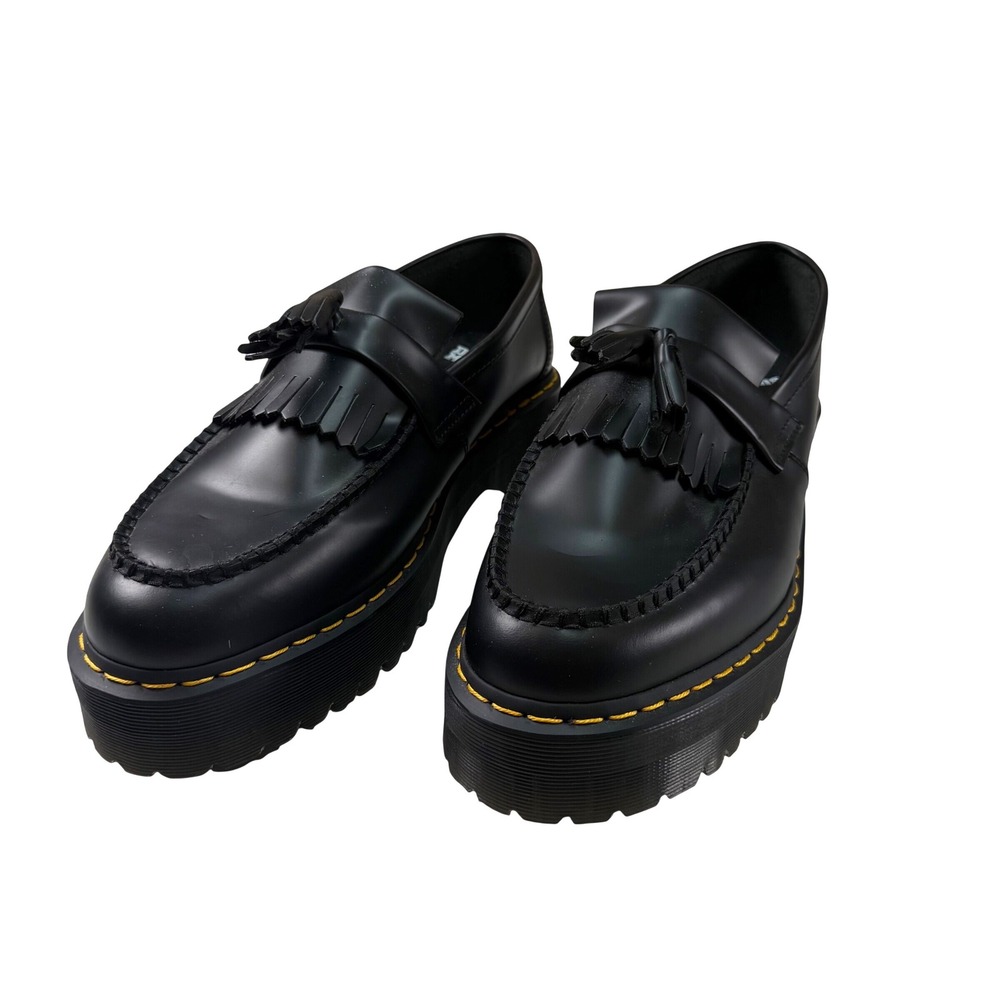 Dr Martens Adrian Quad Tassel Loafers Black Leather Platform Mens Size 14 UK 13